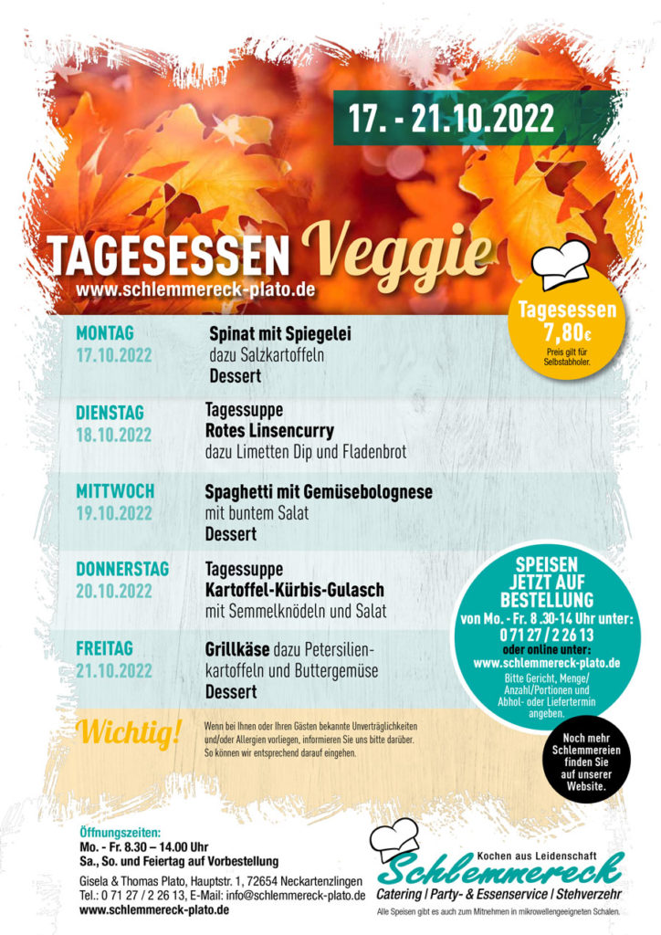 Stehverzehr-Speisekarte – Schlemmereck Plato